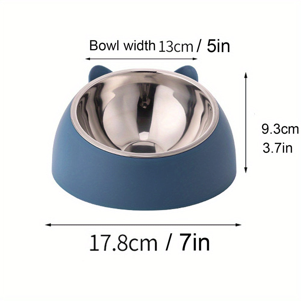 NNETM Stainless Steel Cat Bowl with Neck Protection-1