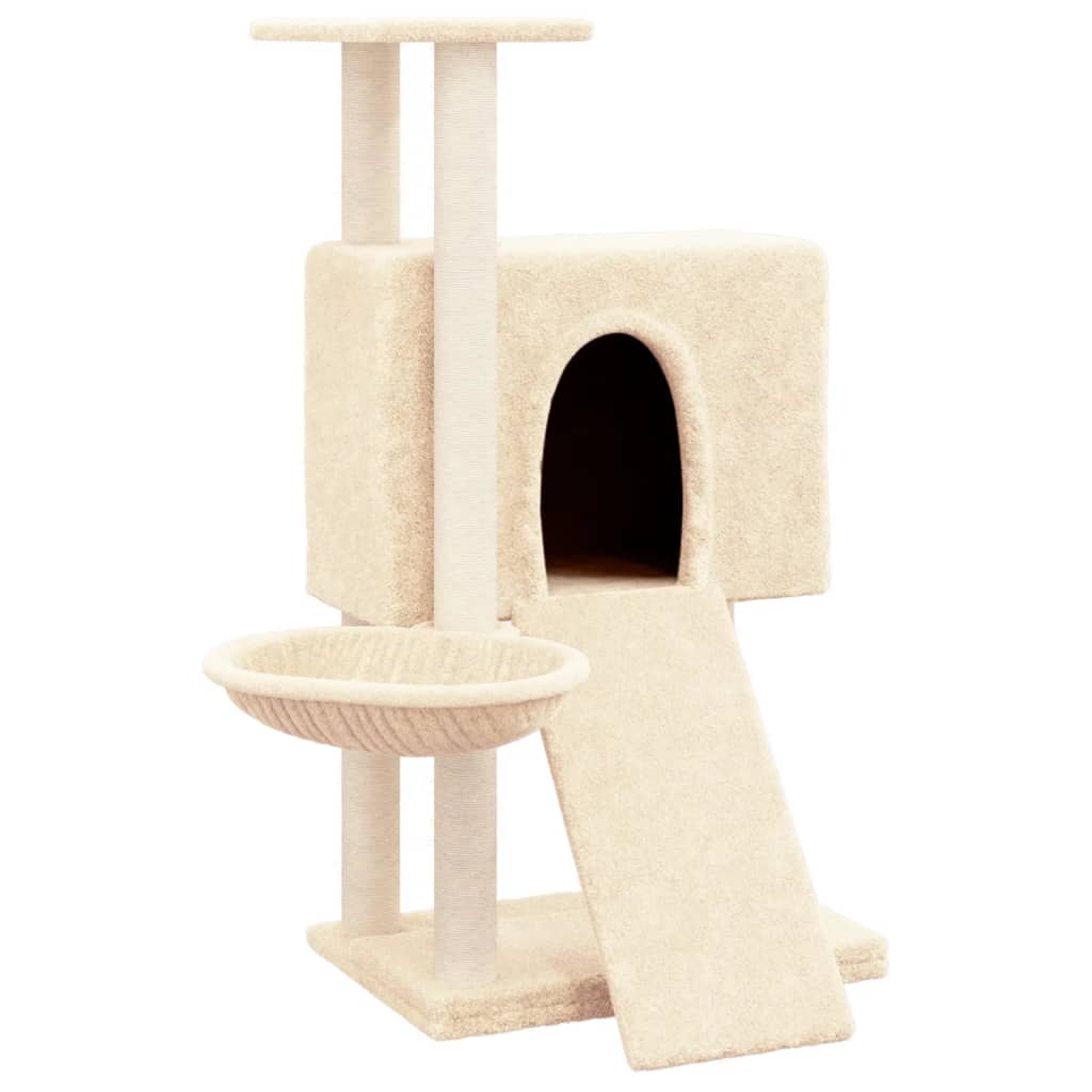 NNEVL Cat Tree with Sisal Scratching Posts Cream 96 cm