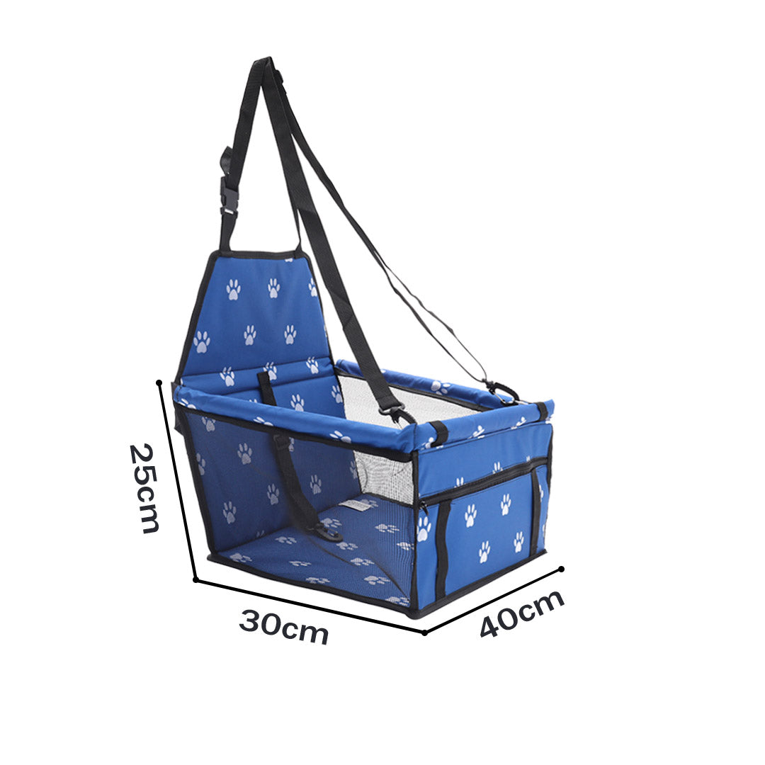 NNEAGS 2X Waterproof Pet Booster Car Seat Breathable Mesh Safety Travel Portable Dog Carrier Bag Blue