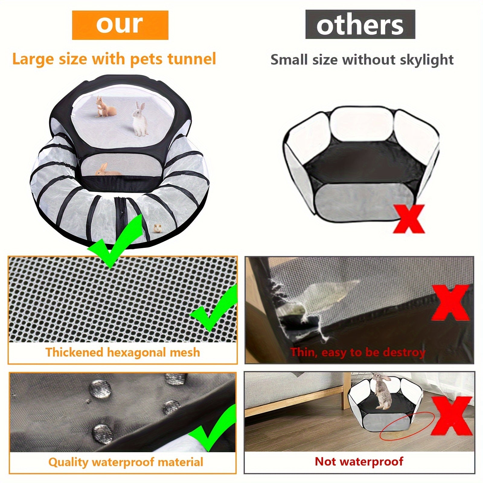 NNETM Small Animal Playpen with Tunnel-4
