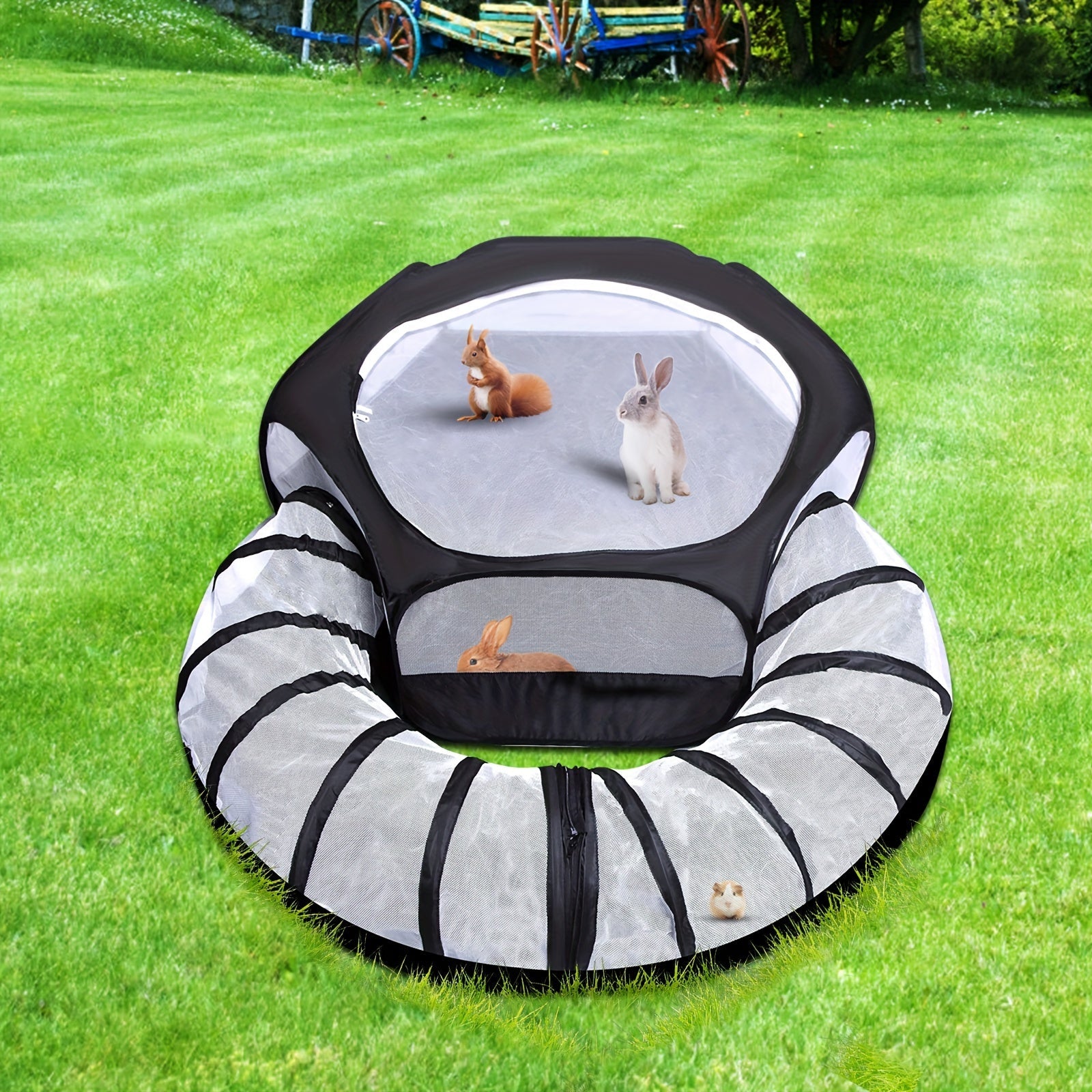 NNETM Small Animal Playpen with Tunnel-1
