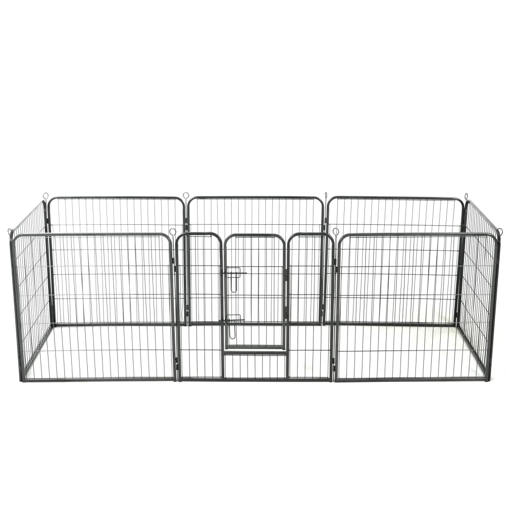 NNEVL Dog Playpen 8 Panels Steel 80x80 cm Black-0