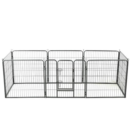 NNEVL Dog Playpen 8 Panels Steel 80x80 cm Black-0