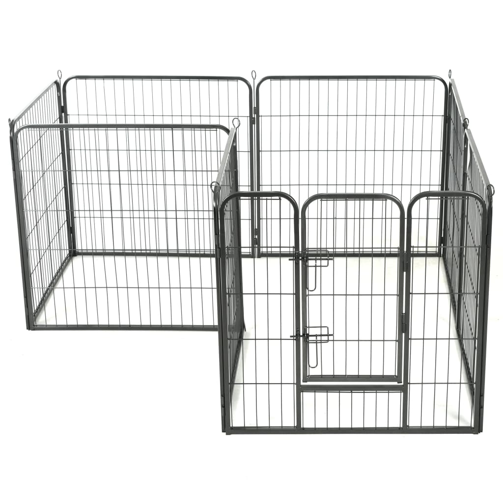 NNEVL Dog Playpen 8 Panels Steel 80x80 cm Black-1