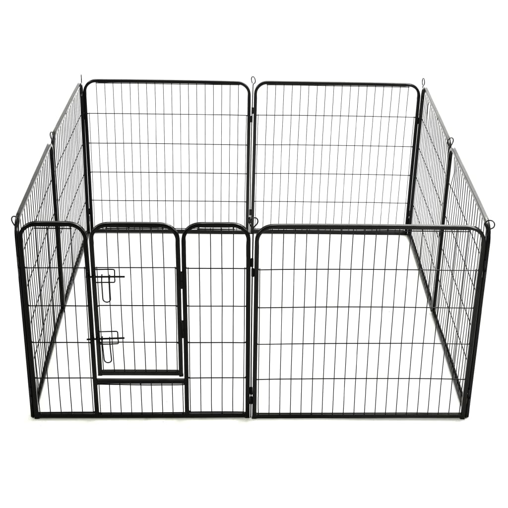 NNEVL Dog Playpen 8 Panels Steel 80x80 cm Black-3