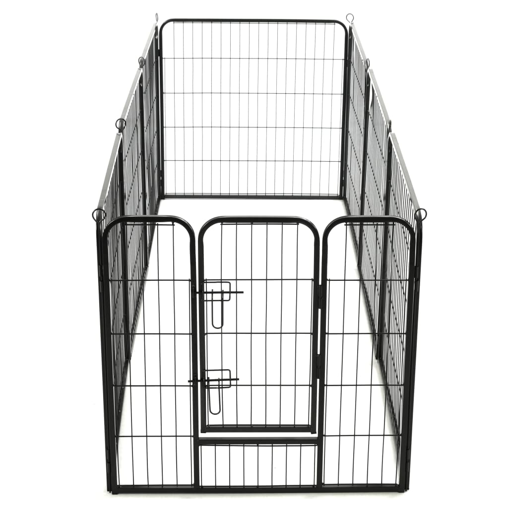 NNEVL Dog Playpen 8 Panels Steel 80x80 cm Black-4