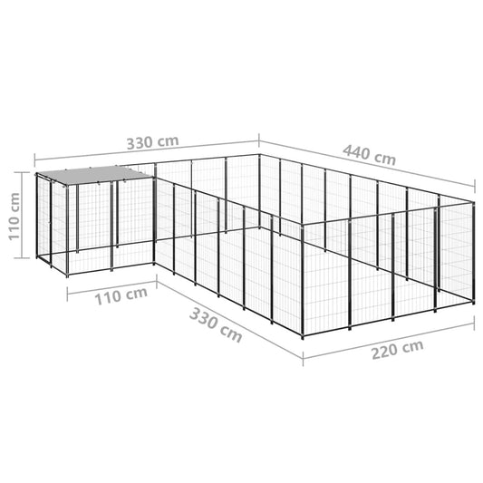 NNEVL Dog Kennel Black 10.89 m² Steel