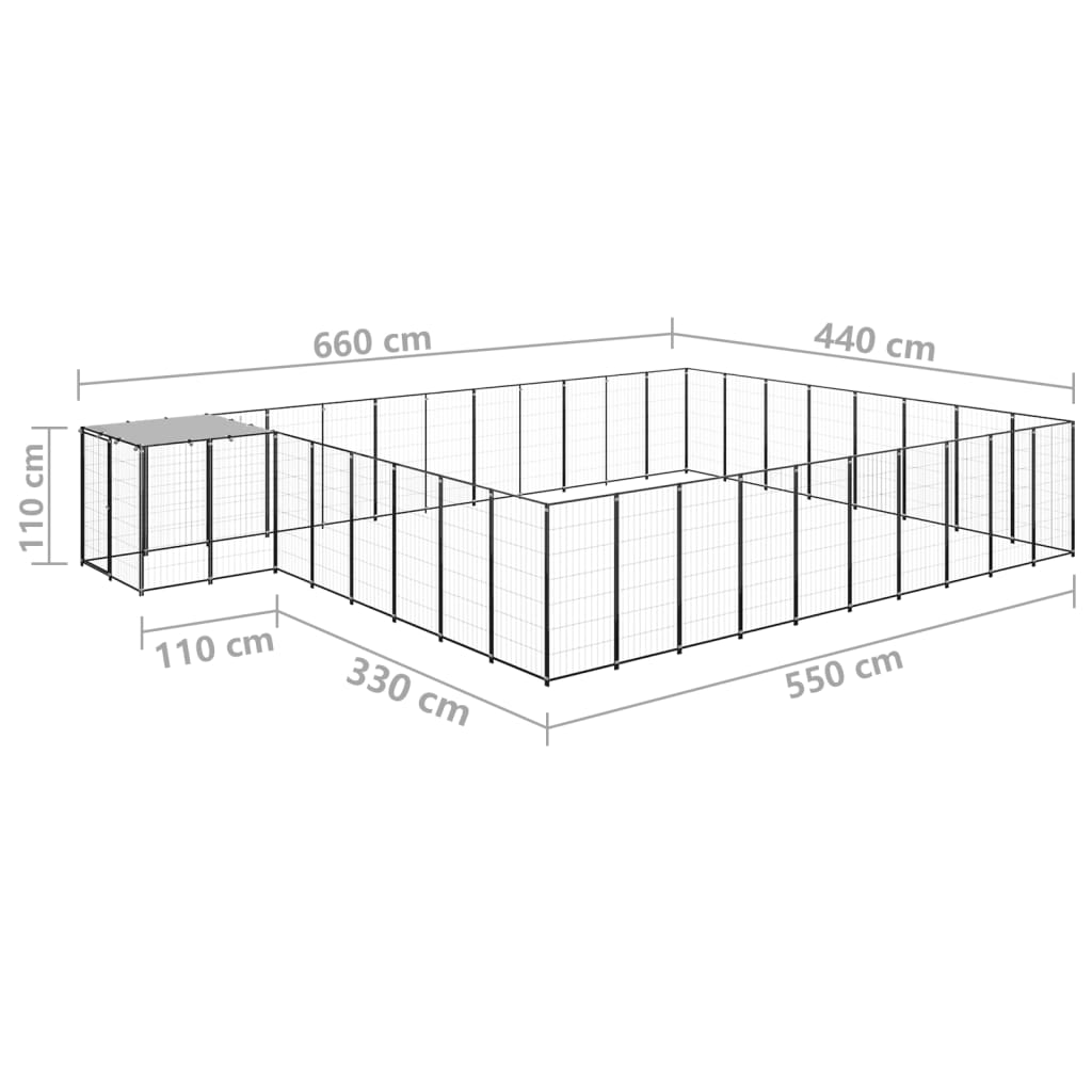 NNEVL Dog Kennel Black 25.41 m² Steel