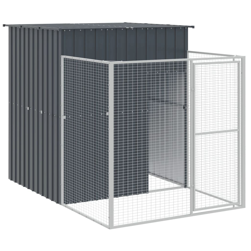 NNEVL Dog House with Run Anthracite 165x251x181 cm Galvanised Steel