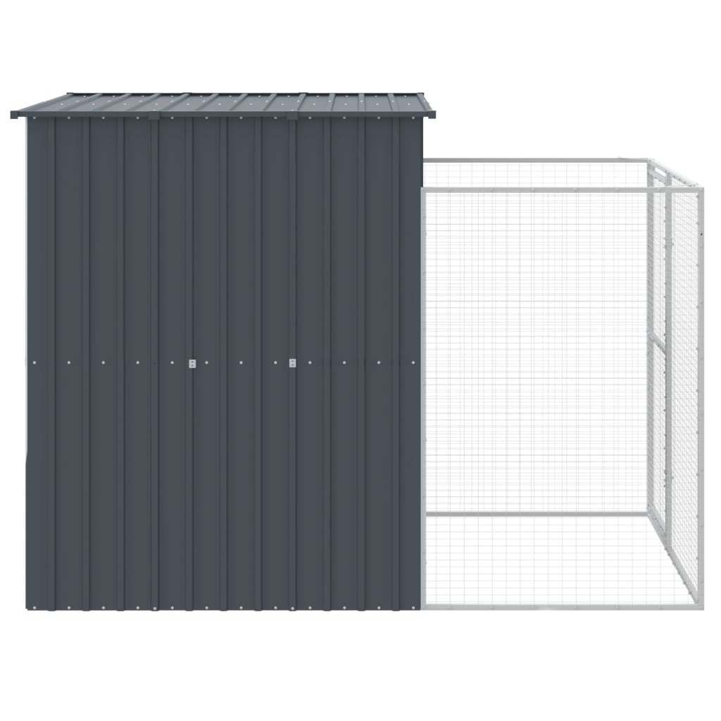 NNEVL Dog House with Run Anthracite 165x251x181 cm Galvanised Steel
