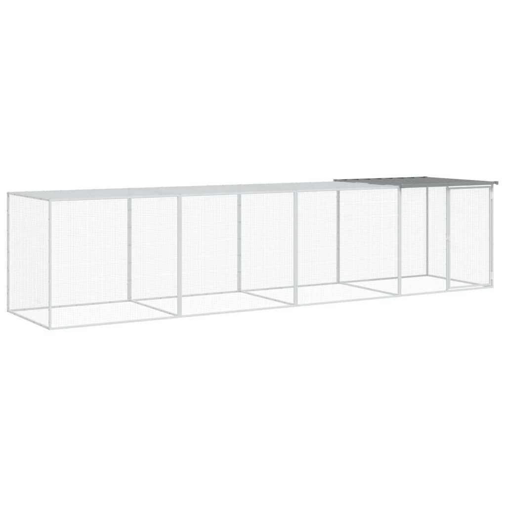NNEVL Chicken Cage with Roof Light Grey 403x98x90 cm Galvanised Steel