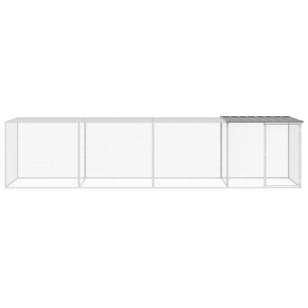 NNEVL Chicken Cage with Roof Light Grey 403x98x90 cm Galvanised Steel