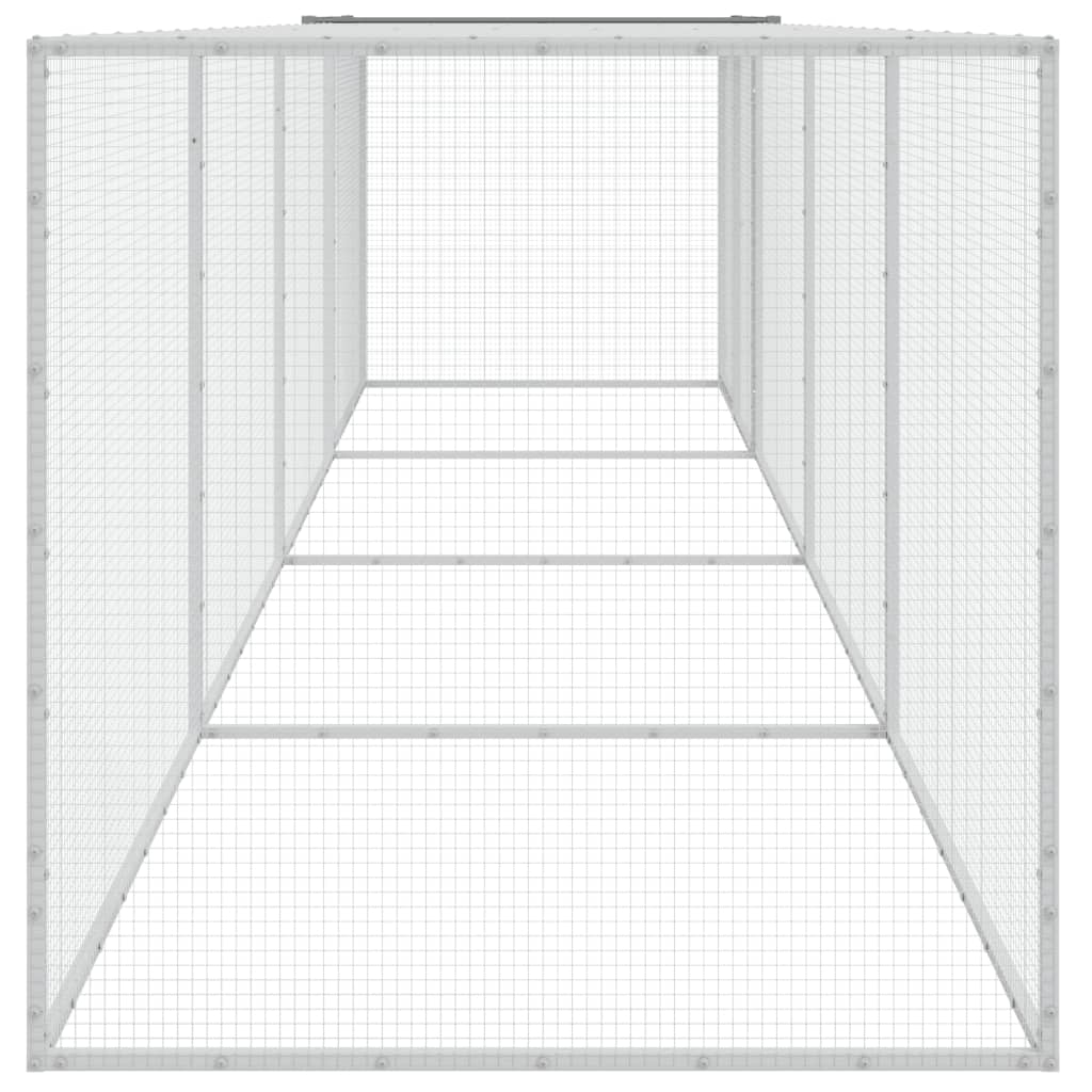 NNEVL Chicken Cage with Roof Light Grey 403x98x90 cm Galvanised Steel