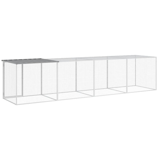 NNEVL Chicken Cage with Roof Light Grey 403x98x90 cm Galvanised Steel