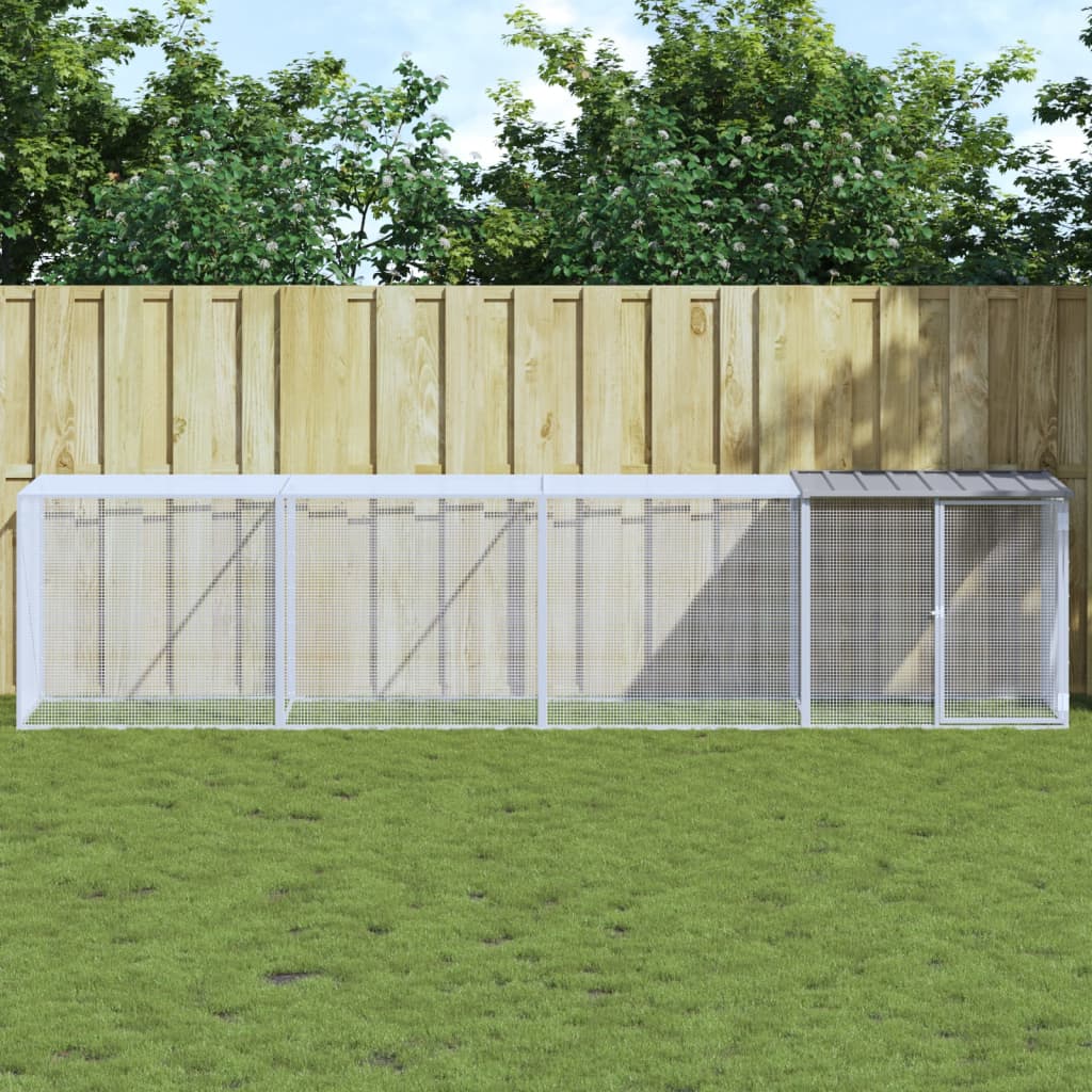 NNEVL Chicken Cage with Roof Light Grey 403x98x90 cm Galvanised Steel