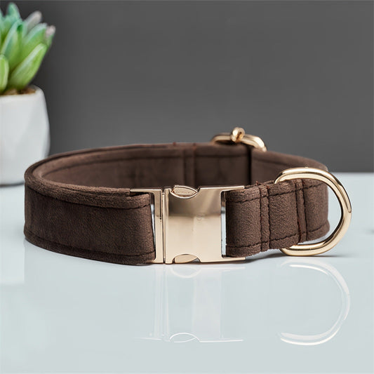 NNEDSZ Dark Brown Durable Dog Collar with Metal Buckle - Adjustable Nylon Pet Collar for Small to Large Dogs Size M-0