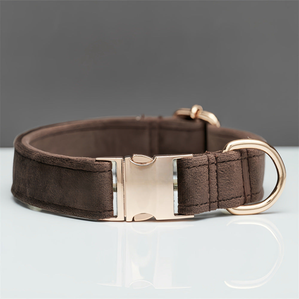 NNEDSZ Dark Brown Durable Dog Collar with Metal Buckle - Adjustable Nylon Pet Collar for Small to Large Dogs Size M-1