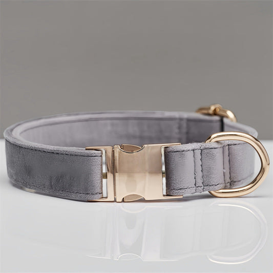 NNEDSZ Grey Durable Dog Collar with Metal Buckle - Adjustable Nylon Pet Collar for Small to Large Dogs Size M-0